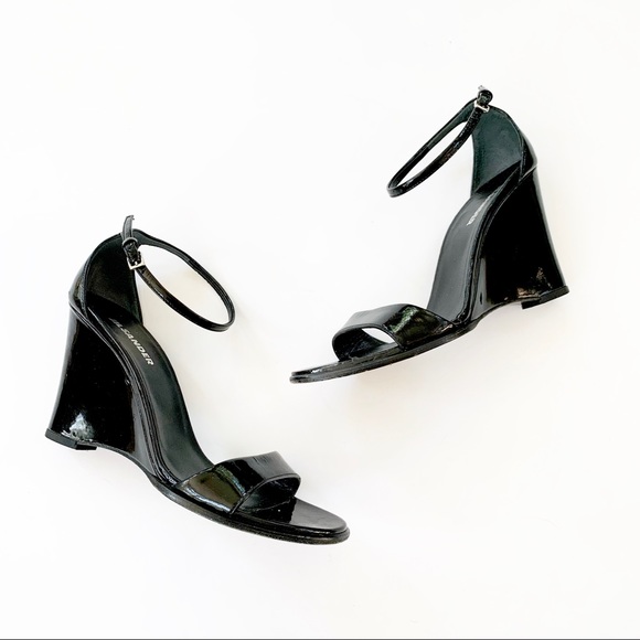 Jil Sander Shoes - Jil Sander Patent Leather Wedge Sandals Black 7.5